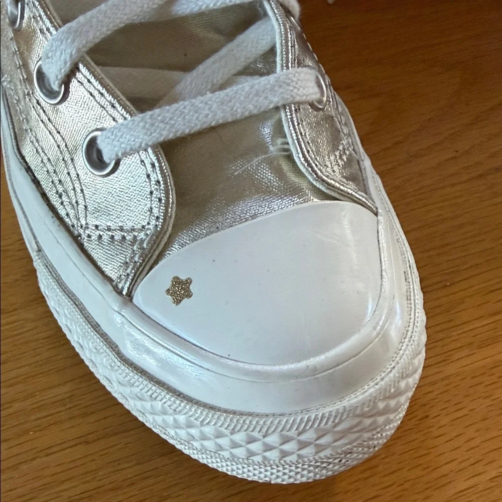 Converse Metallic Gold High Top Sneakers - Women's US 6.5 - Picture 2 of 11